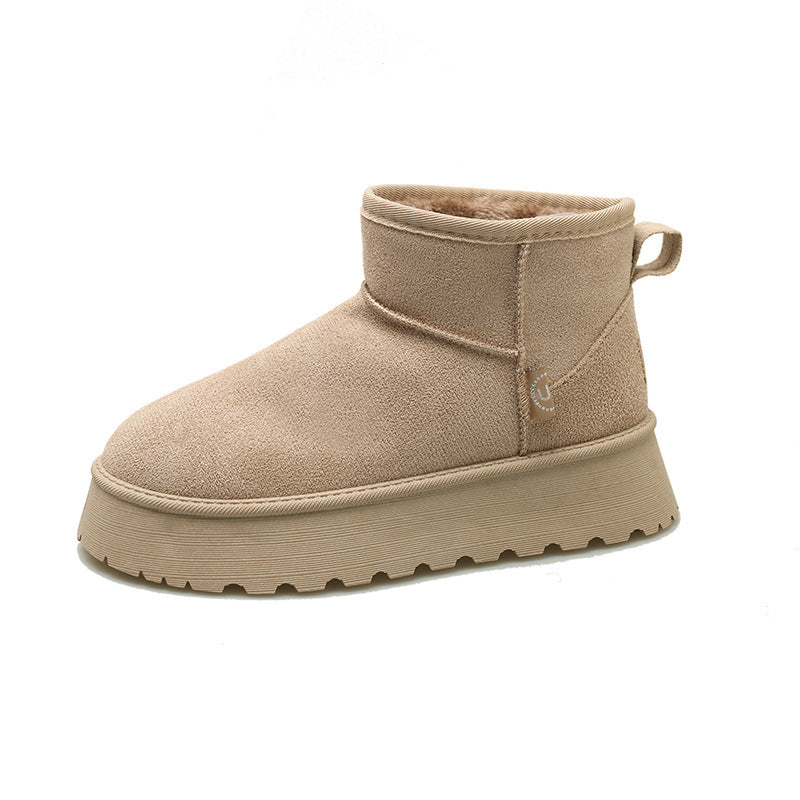 Winter Fleece-lined Thick Suede All-match Northeast Short Cotton Shoes