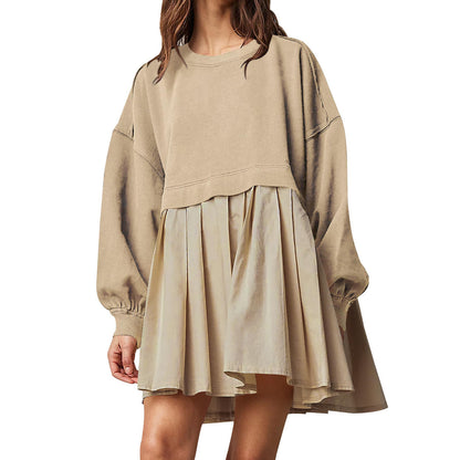 Sweater Dress Loose Long Sleeve Crewneck Pullover Tops Relaxed Fit Sweatshirts Short Dress Autumn And Winter