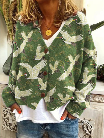 New Christmas Abstract Printing Casual Cloak Coat Cardigan Sweater