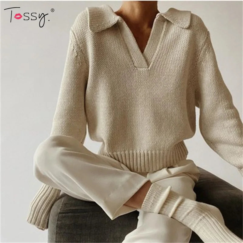 Women'S Long Sleeves V-Neck Knitted Sweater Loose Casual Fashion Pullover Autumn Winter Sweatshirts Female Jumper 2021