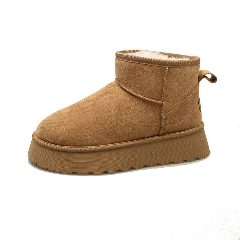 Winter Fleece-lined Thick Suede All-match Northeast Short Cotton Shoes